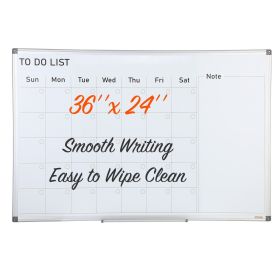 VEVOR Calendar Whiteboard, 36 x 24 Inches Magnetic Dry Erase Calendar Board, Monthly Planner Whiteboard for Wall