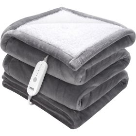 VEVOR Heated Blanket Electric Throw, 50" x 60" Twin Size, Soft Flannel & Sherpa Heating Blanket with 3 Hours Timer Auto-off, 5 Heating Levels for Sofa