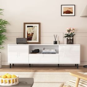 High Gloss Panel Modern TV Console, TV Stand, Entertainment Center with Storage Shelves,TV Cabinet for Living Room, Bedroom