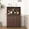 Bar Cabinet with Storage Drawer & Shelves, Fold-up Desktop, Ideal for Home,Dormitory, Small Spaces