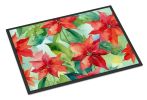 Poinsettias in Watercolor Doormat Front Door Mat Indoor Outdoor Rugs for Entryway, Non Slip Washable Low Pile, 24H X 36W