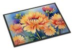 Chrysanthemums in Watercolor Doormat Front Door Mat Indoor Outdoor Rugs for Entryway, Non Slip Washable Low Pile, 24H X 36W