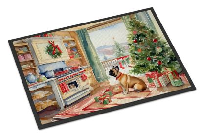 French Bulldog Christmas Cookies Doormat Front Door Mat Indoor Outdoor Rugs for Entryway, Non Slip Washable Low Pile, 24H X 36W