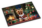 Yorkshire Terrier Cozy Christmas Doormat Front Door Mat Indoor Outdoor Rugs for Entryway, Non Slip Washable Low Pile, 24H X 36W