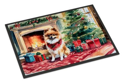 Pomeranian Cozy Christmas Doormat Front Door Mat Indoor Outdoor Rugs for Entryway, Non Slip Washable Low Pile, 24H X 36W