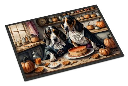 Basset Hound Fall Kitchen Pumpkins Doormat Front Door Mat Indoor Outdoor Rugs for Entryway, Non Slip Washable Low Pile, 24H X 36W