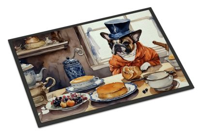 French Bulldog Fall Kitchen Pumpkins Doormat Front Door Mat Indoor Outdoor Rugs for Entryway, Non Slip Washable Low Pile, 24H X 36W