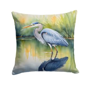 Blue Heron Stalking Prey Throw Pillow Machine Washable, Indoor Outdoor Decorative Pillow for Couch, Bed or Patio, 18Hx18W