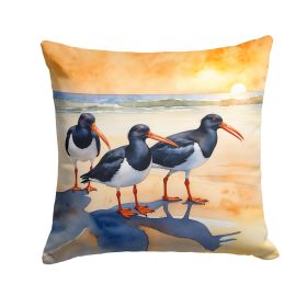 Oystercatchers Foraging Throw Pillow Machine Washable, Indoor Outdoor Decorative Pillow for Couch, Bed or Patio, 18Hx18W