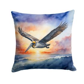 Pelican Fyling at Sunrise Throw Pillow Machine Washable, Indoor Outdoor Decorative Pillow for Couch, Bed or Patio, 18Hx18W