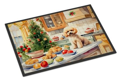 Poodle Christmas Cookies Doormat Front Door Mat Indoor Outdoor Rugs for Entryway, Non Slip Washable Low Pile, 24H X 36W