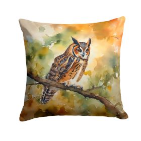 Long-Eared Owl Throw Pillow Machine Washable, Indoor Outdoor Decorative Pillow for Couch, Bed or Patio, 14Hx14W