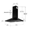 24 inch Wall Mount Range Hood Kitchen Exhaust Stove Vent 350CFM Mechanical Control