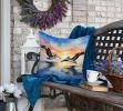 Pelicans Flying Throw Pillow Machine Washable, Indoor Outdoor Decorative Pillow for Couch, Bed or Patio, 18Hx18W