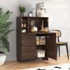 Bar Cabinet with Storage Drawer & Shelves, Fold-up Desktop, Ideal for Home,Dormitory, Small Spaces