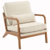 Oak Armrest Oak Upholstered Single Lounge Chair Indoor Lounge Chair Off-White