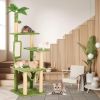 55 inch indoor cat tree, green leaves, multi-storey large cat tower, indoor cat with hammock