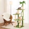 55 inch indoor cat tree, green leaves, multi-storey large cat tower, indoor cat with hammock