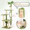 55 inch indoor cat tree, green leaves, multi-storey large cat tower, indoor cat with hammock