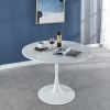 42.1" White Tulip Table Mid-century Dining Table for 4-6 people With Round Mdf Table Top, Pedestal Dining Table, End Table Leisure Coffee Table