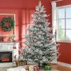 8 Foot Pine Snow Flocked Artificial Christmas Tree with 1479 Realistic Cedar Branches, Auto Open, Home Holiday Decoration, Green