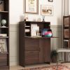 Bar Cabinet with Storage Drawer & Shelves, Fold-up Desktop, Ideal for Home,Dormitory, Small Spaces