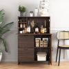 Bar Cabinet with Storage Drawer & Shelves, Fold-up Desktop, Ideal for Home,Dormitory, Small Spaces