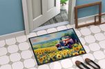 Kansas Sunflowers in Watercolor Doormat Front Door Mat Indoor Outdoor Rugs for Entryway, Non Slip Washable Low Pile, 24H X 36W