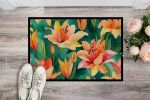 Lilies in Watercolor Doormat Front Door Mat Indoor Outdoor Rugs for Entryway, Non Slip Washable Low Pile, 24H X 36W