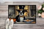 Boston Terrier Fall Kitchen Pumpkins Doormat Front Door Mat Indoor Outdoor Rugs for Entryway, Non Slip Washable Low Pile, 24H X 36W