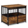 Dog Crate Furniture with Cushion for Large Medium Dogs, Wooden Heavy Duty Dog Kennel with Double Doors