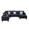 [VIDEO provided] [New] 110*85" Modern U Shape Sectional Sofa, Velvet Corner Couch with Lots of Pillows Included