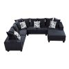 [VIDEO provided] [New] 110*85" Modern U Shape Sectional Sofa, Velvet Corner Couch with Lots of Pillows Included