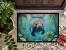 Manatee in a Crystal-Clear Spring Doormat Front Door Mat Indoor Outdoor Rugs for Entryway, Non Slip Washable Low Pile, 24H X 36W