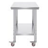 VEVOR Stainless Steel Work Table 36x24 Inch with 4 Wheels Commercial Food Prep Worktable with Casters Heavy Duty Work Table for Commercial Kitchen Res