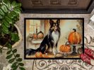 Collie Fall Kitchen Pumpkins Doormat Front Door Mat Indoor Outdoor Rugs for Entryway, Non Slip Washable Low Pile, 24H X 36W