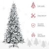 9 ft Pine Snow Flocked Artificial Christmas Tree with 616 Realistic Cedar Branches, Auto Open, Home Holiday Decoration, Green