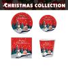 50pcs Christmas Dinnerware Set Party Supplies Snowman Disposable Tableware Paper Plates and Napkins Banners Plastic tablecloths Cutlery Serves 10 for