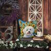 Coton de Tulear in Sunflowers Throw Pillow Machine Washable, Indoor Outdoor Decorative Pillow for Couch, Bed or Patio, 14Hx14W