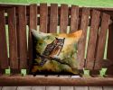 Long-Eared Owl Throw Pillow Machine Washable, Indoor Outdoor Decorative Pillow for Couch, Bed or Patio, 14Hx14W