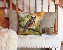 Long-Eared Owl Throw Pillow Machine Washable, Indoor Outdoor Decorative Pillow for Couch, Bed or Patio, 14Hx14W