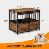 Dog Crate Furniture with Cushion for Large Medium Dogs, Wooden Heavy Duty Dog Kennel with Double Doors