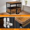 Dog Crate Furniture with Cushion for Large Medium Dogs, Wooden Heavy Duty Dog Kennel with Double Doors