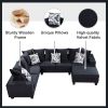 [VIDEO provided] [New] 110*85" Modern U Shape Sectional Sofa, Velvet Corner Couch with Lots of Pillows Included