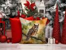 Long-Eared Owl Throw Pillow Machine Washable, Indoor Outdoor Decorative Pillow for Couch, Bed or Patio, 14Hx14W