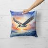 Pelican Fyling at Sunrise Throw Pillow Machine Washable, Indoor Outdoor Decorative Pillow for Couch, Bed or Patio, 18Hx18W