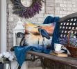 Blue Heron Setting Sun Throw Pillow Machine Washable, Indoor Outdoor Decorative Pillow for Couch, Bed or Patio, 18Hx18W