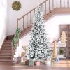 9 ft Pine Snow Flocked Artificial Christmas Tree with 616 Realistic Cedar Branches, Auto Open, Home Holiday Decoration, Green