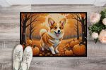 Corgi Fall Doormat Front Door Mat Indoor Outdoor Rugs for Entryway, Non Slip Washable Low Pile, 24H X 36W