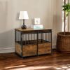 Dog Crate Furniture with Cushion for Large Medium Dogs, Wooden Heavy Duty Dog Kennel with Double Doors